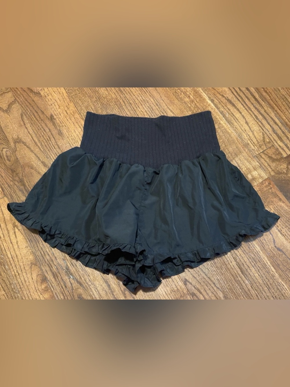 No Boundaries Black Ruffle Shorts with Ribbed Waist